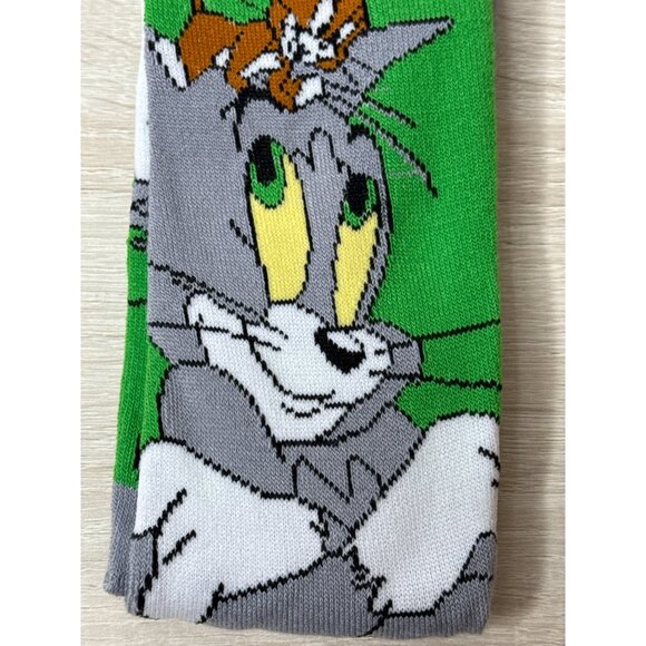 Green Tom & Jerry Graphic Crew Socks NWT One Size Fun Novelty Cartoon - Picture 3 of 3